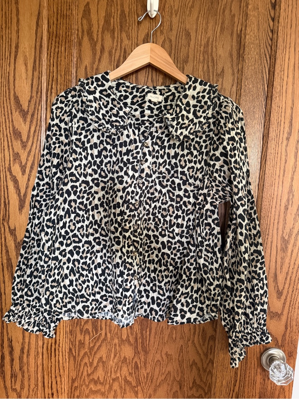 Pilcro Leopard-Print Top - Black & Cream